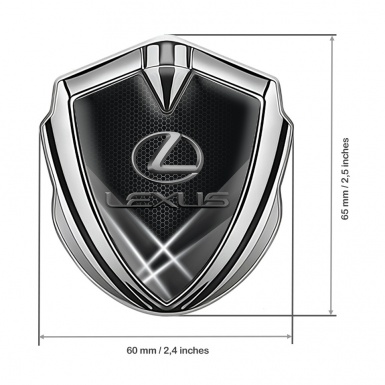 Lexus Emblem Fender Badge Silver Monochrome Hex Classic Lead Logo