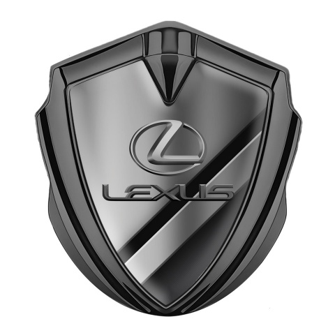 Lexus Metal Emblem Self Adhesive Graphite Polished Steel Classic Lead Logo