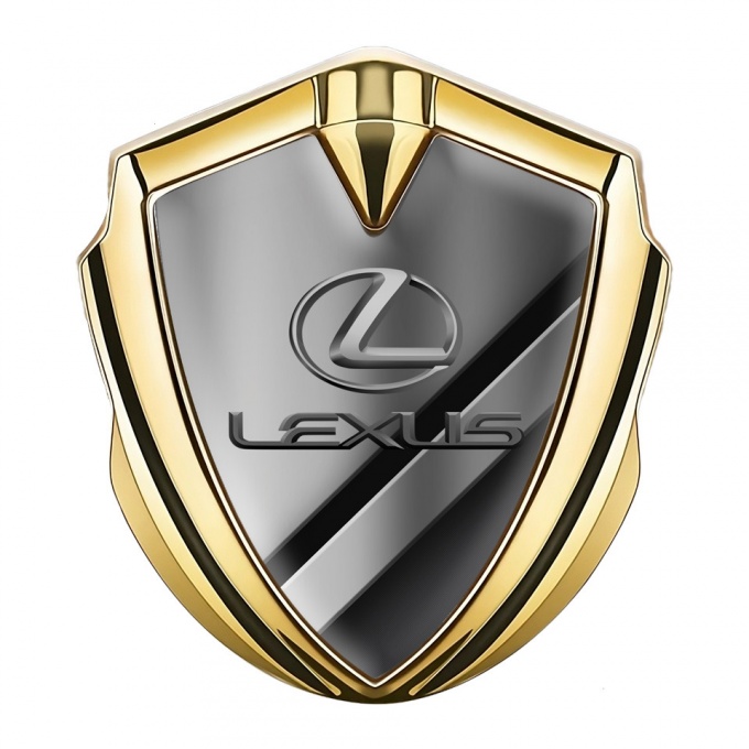 Lexus Metal Emblem Self Adhesive Gold Polished Steel Classic Lead Logo