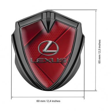 Lexus Emblem Self Adhesive Graphite Red Honeycomb Classic Lead Logo