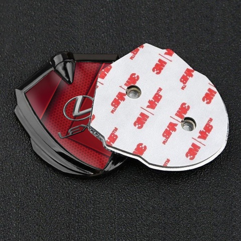 Lexus Emblem Self Adhesive Graphite Red Honeycomb Classic Lead Logo