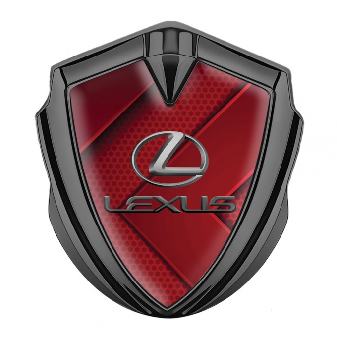 Lexus Emblem Self Adhesive Graphite Red Honeycomb Classic Lead Logo