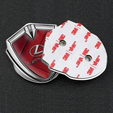 Lexus Emblem Self Adhesive Silver Red Honeycomb Classic Lead Logo