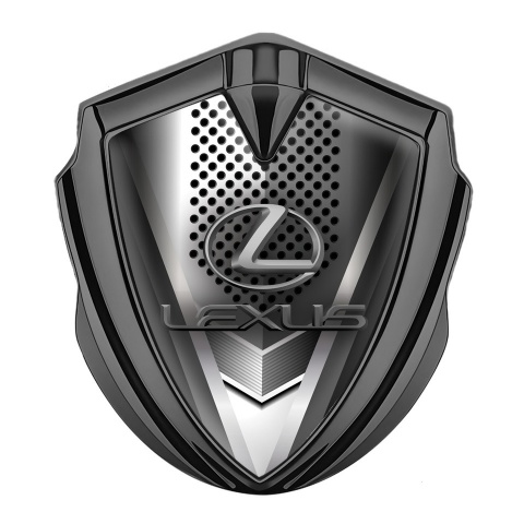 Lexus Metal Emblem Badge Graphite Steel Pattern Classic Lead Logo
