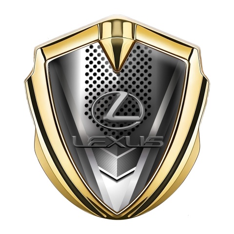 Lexus Metal Emblem Badge Gold Steel Pattern Classic Lead Logo