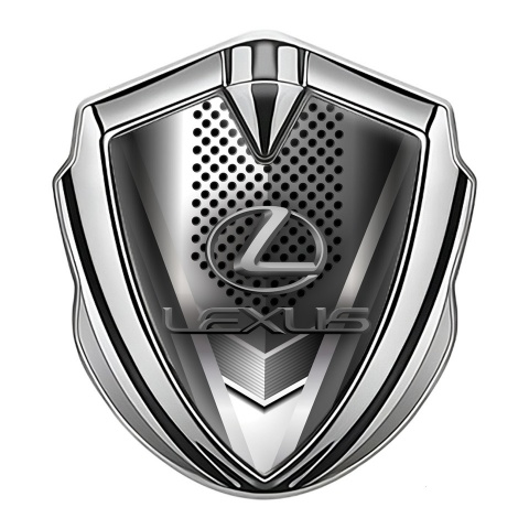 Lexus Metal Emblem Badge Silver Steel Pattern Classic Lead Logo