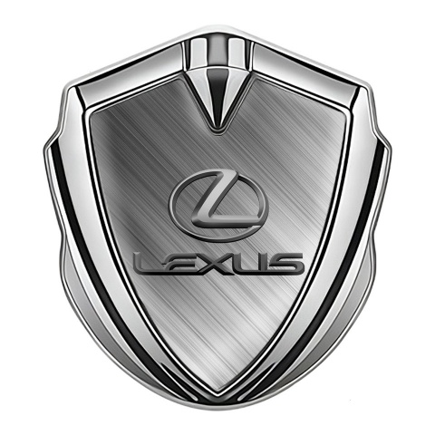 Lexus Bodyside Domed Emblem Silver Brushed Steel Classic Lead Logo