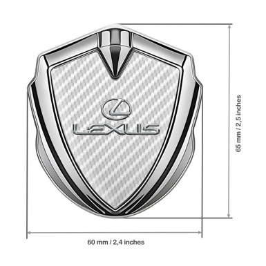 Lexus Silicon Emblem Silver White Carbon Classic Chrome Logo