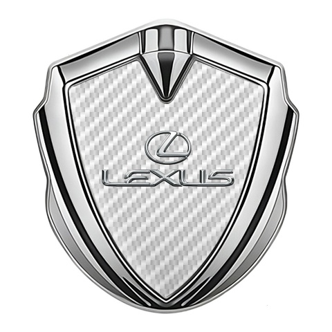 Lexus Silicon Emblem Silver White Carbon Classic Chrome Logo