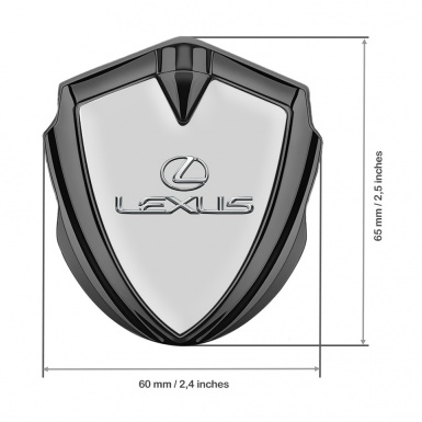 Lexus Emblem Car Badge Graphite Grey Base Classic Chrome Logo