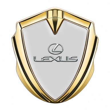 Lexus Emblem Car Badge Gold Grey Base Classic Chrome Logo