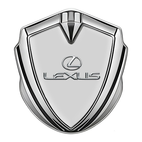 Lexus Emblem Car Badge Silver Grey Base Classic Chrome Logo