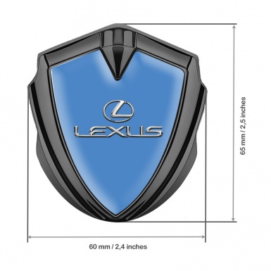 Lexus Metal Domed Emblem Graphite Glacial Blue Classic Chrome Logo
