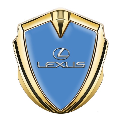 Lexus Metal Domed Emblem Gold Glacial Blue Classic Chrome Logo