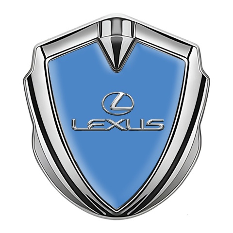 Lexus Metal Domed Emblem Silver Glacial Blue Classic Chrome Logo