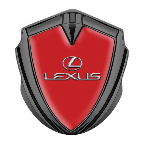 Lexus Badge Self Adhesive Graphite Red Base Classic Chrome Logo