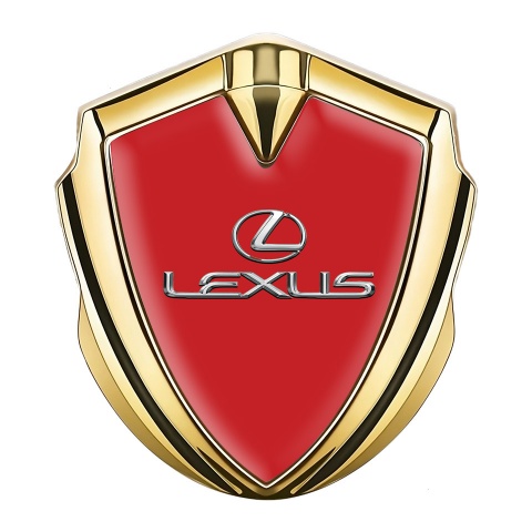 Lexus Badge Self Adhesive Gold Red Base Classic Chrome Logo