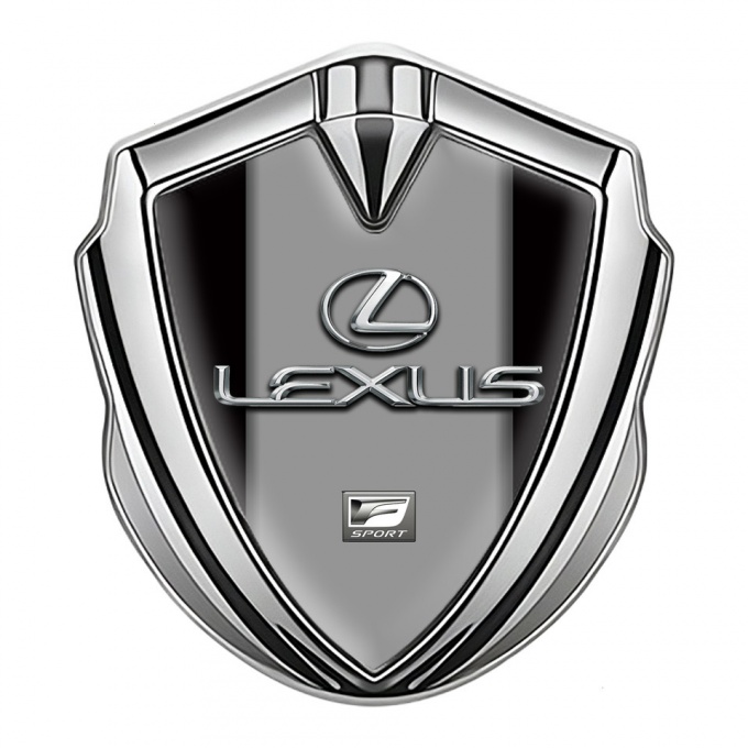 Lexus Fender Emblem Badge Silver Black Grey Print Classic Chrome Logo