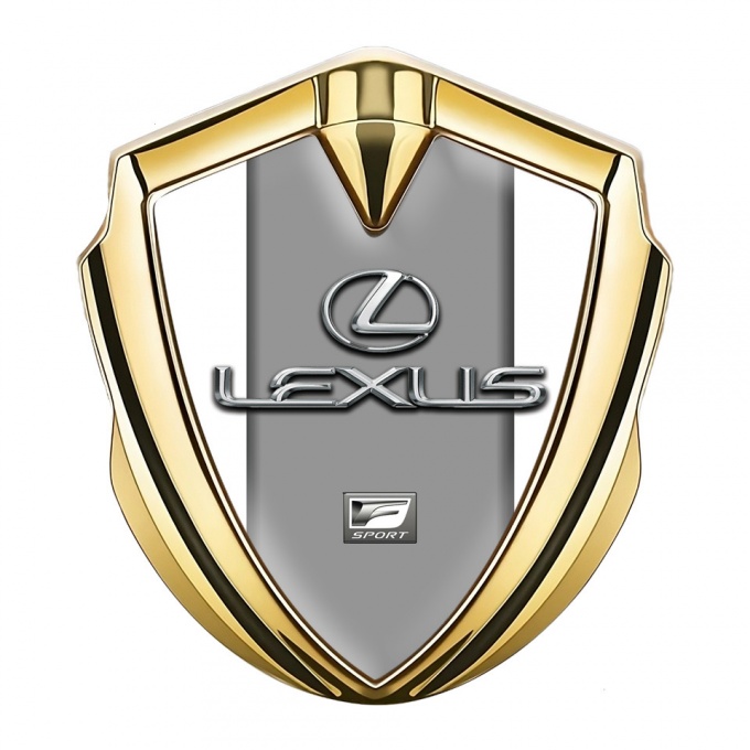 Lexus Emblem Trunk Badge Gold White Grey Print Classic Chrome Logo