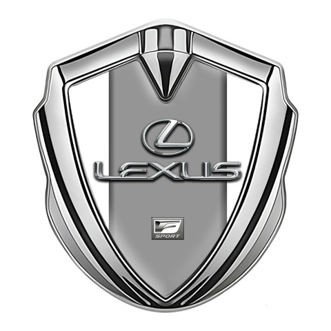 Lexus Emblem Trunk Badge Silver White Grey Print Classic Chrome Logo