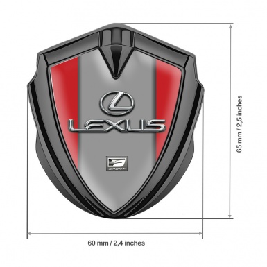 Lexus Metal Emblem Badge Graphite Red Grey Print Classic Chrome Logo