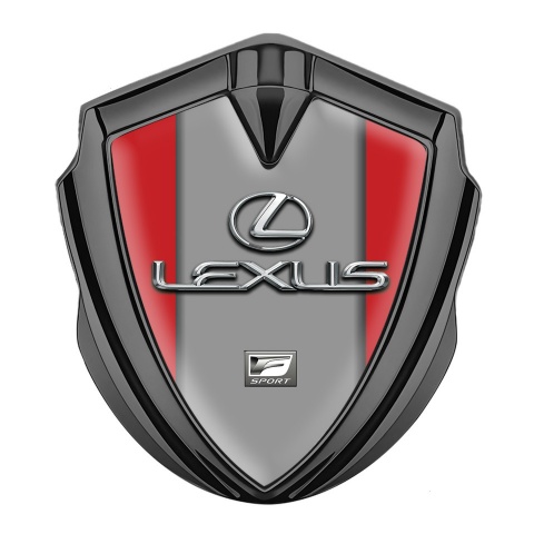Lexus Metal Emblem Badge Graphite Red Grey Print Classic Chrome Logo