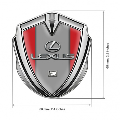 Lexus Metal Emblem Badge Silver Red Grey Print Classic Chrome Logo