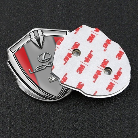 Lexus Metal Emblem Badge Silver Red Grey Print Classic Chrome Logo