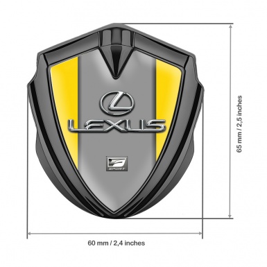 Lexus Emblem Metal Badge Graphite Yellow Grey Print Classic Chrome Logo