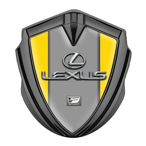 Lexus Emblem Metal Badge Graphite Yellow Grey Print Classic Chrome Logo