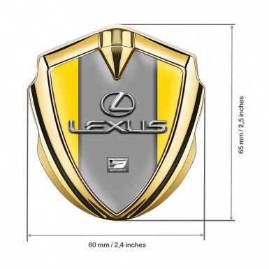 Lexus Emblem Metal Badge Gold Yellow Grey Print Classic Chrome Logo