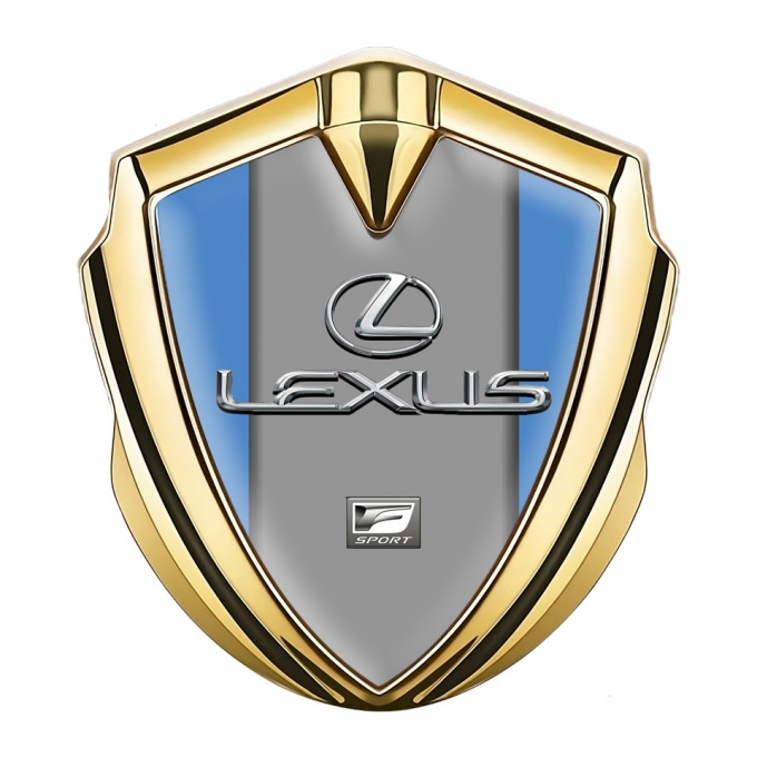 Lexus 3d Emblem Badge Gold Blue Grey Print Classic Chrome Logo