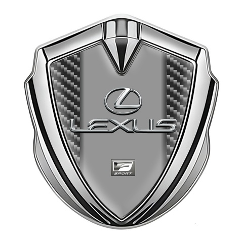 Lexus Emblem Car Badge Silver Dark Carbon Classic Chrome Logo