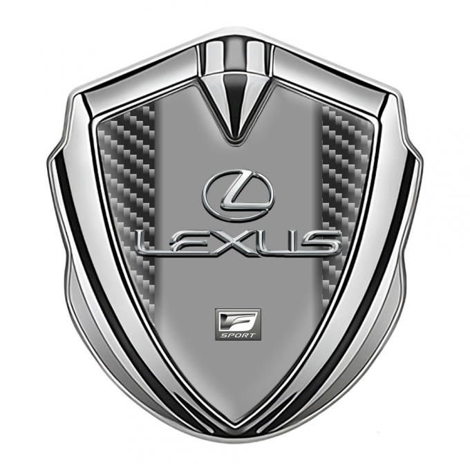 Lexus Emblem Car Badge Silver Dark Carbon Classic Chrome Logo