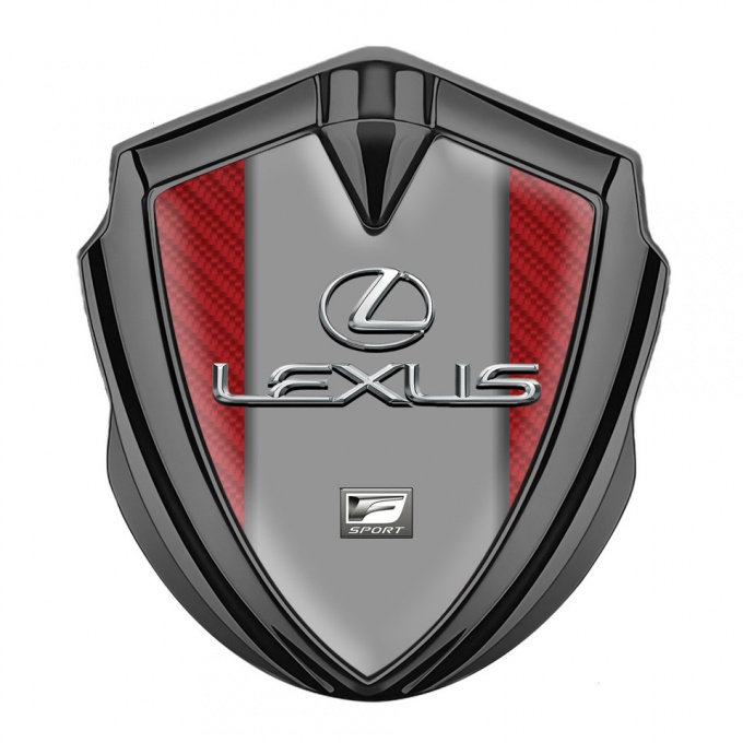 Lexus Emblem Fender Badge Graphite Red Carbon Classic Chrome Logo