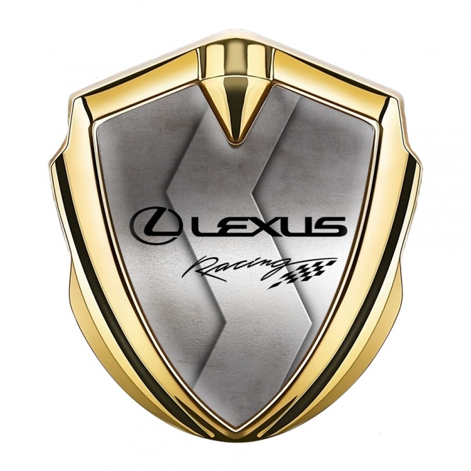 Lexus Emblem Trunk Badge Gold Cut Metal Classic Chrome Logo