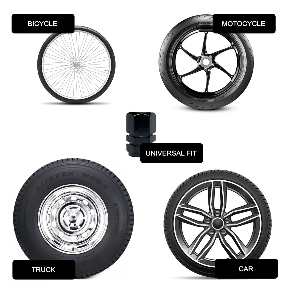 VW R Line Valve Steam Caps Black 4 pcs Black Silicone Sticker White ...