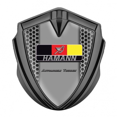 Hamann Metal Domed Emblem Graphite Grey Honeycomb German Motif