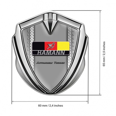 Hamann Emblem Fender Badge Silver Bolted Frame German Motif