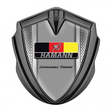 Hamann Metal Emblem Self Adhesive Graphite Steel Frame German Motif