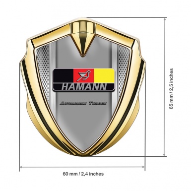 Hamann Metal Emblem Self Adhesive Gold Steel Frame German Motif