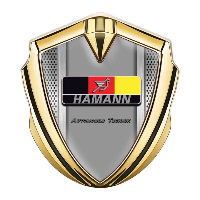 Hamann Metal Emblem Self Adhesive Gold Steel Frame German Motif