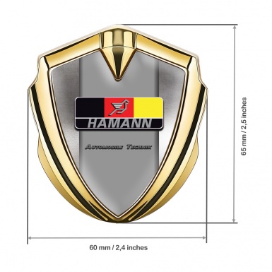 Hamann Fender Emblem Badge Gold Polished Metal German Motif