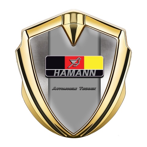 Hamann Fender Emblem Badge Gold Polished Metal German Motif