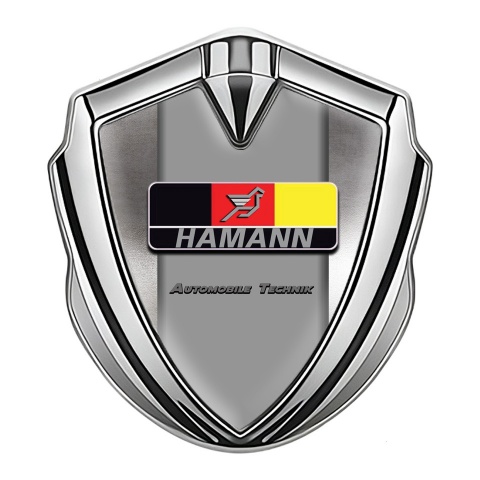 Hamann Fender Emblem Badge Silver Polished Metal German Motif