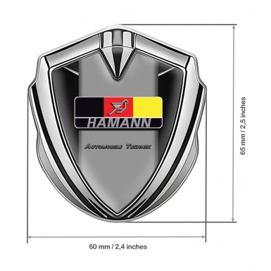 Hamann Metal Emblem Badge Silver Dark Fishnet Texture German Motif