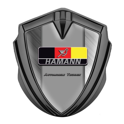 Hamann Domed Emblem Badge Graphite Brushed Aluminum German Motif