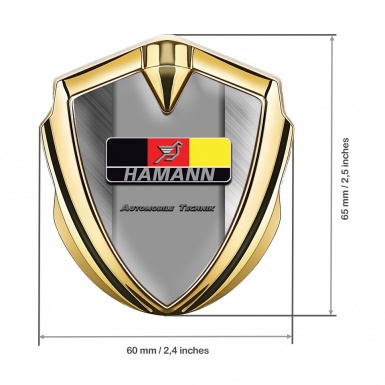 Hamann Domed Emblem Badge Gold Brushed Aluminum German Motif