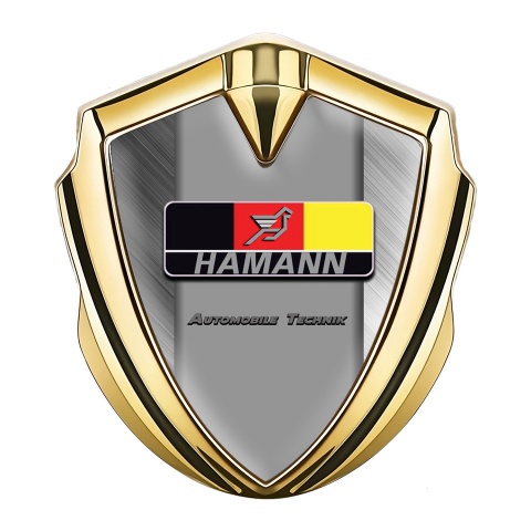 Hamann Domed Emblem Badge Gold Brushed Aluminum German Motif