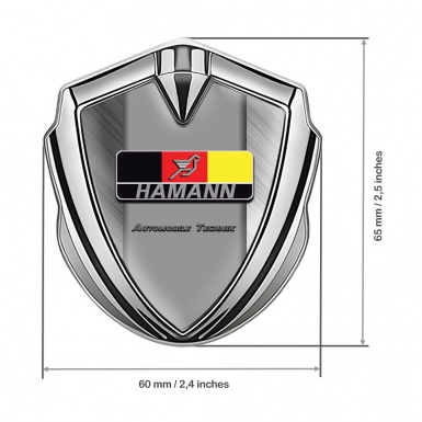 Hamann Domed Emblem Badge Silver Brushed Aluminum German Motif